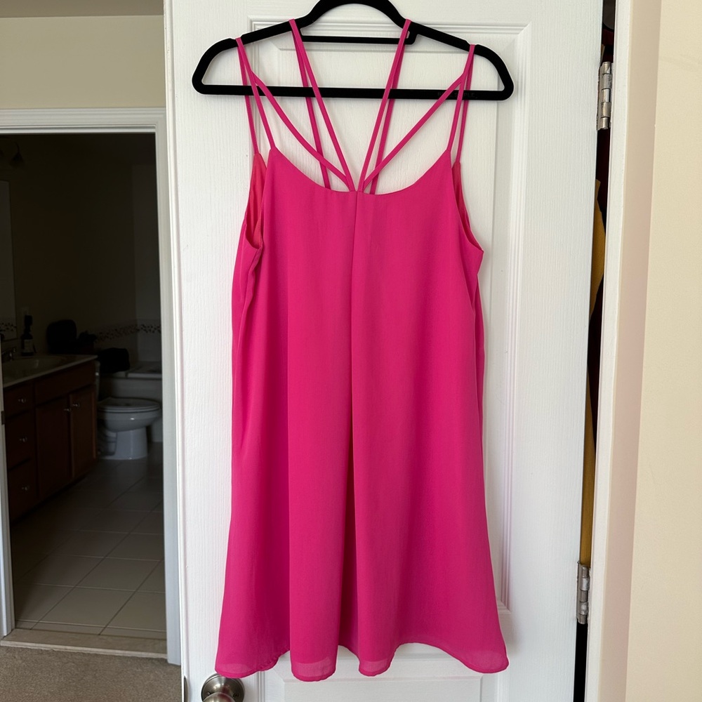 Love Richie Strappy Swing Dress in Hot Pink